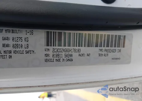 2016 Dodge Challenger Sxt Plus z USA, uszkodzony, nr VIN 2C3CDZAG6GH178183